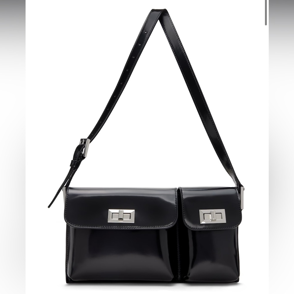 By Far Black Billy Semi Patent Leather Bag